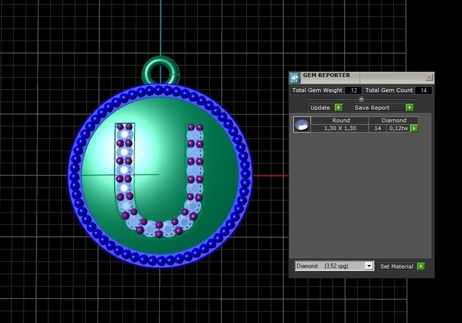 Model 398 Alphabets Necklace  The Letter U Camber And Texture 3D print model_13
