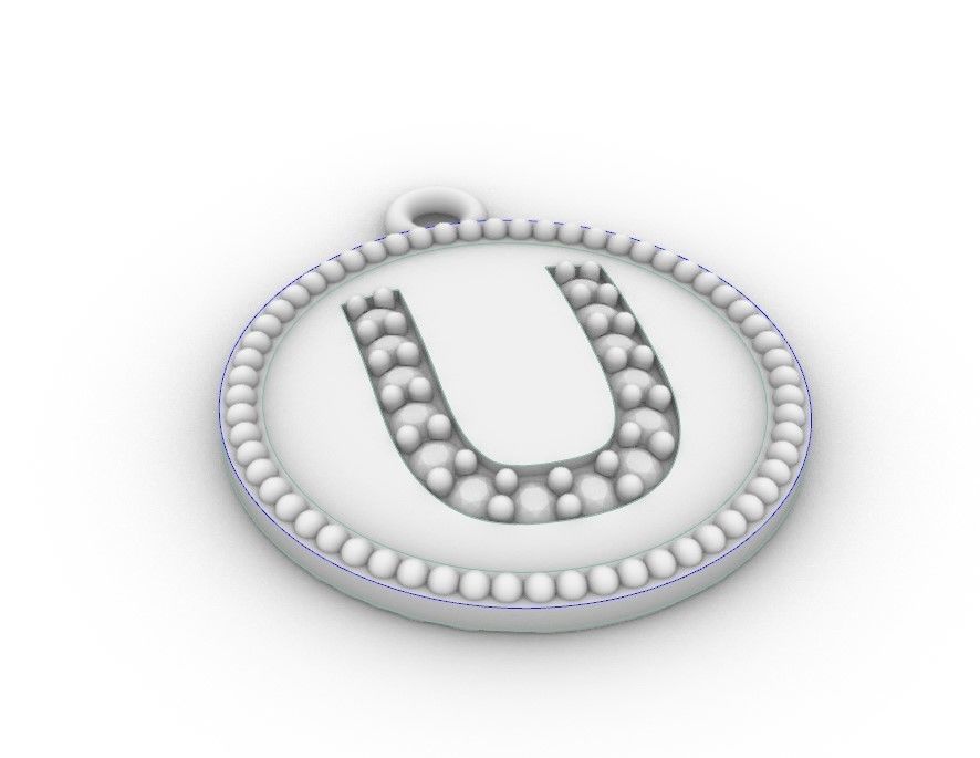 Model 398 Alphabets Necklace  The Letter U Camber And Texture 3D print model_11