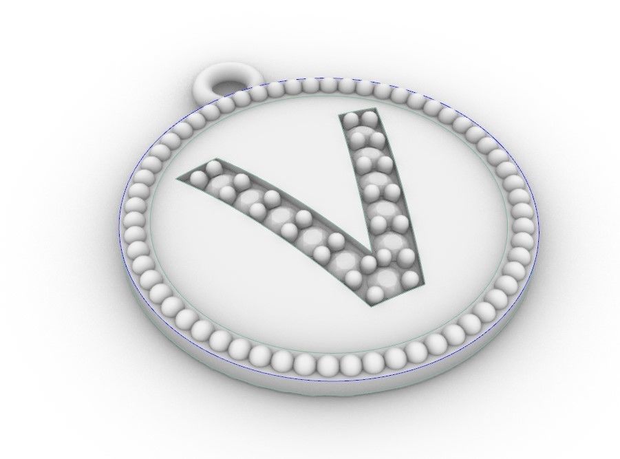 Model 399 Alphabets Necklace  The Letter V Camber And Texture 3D print model_12