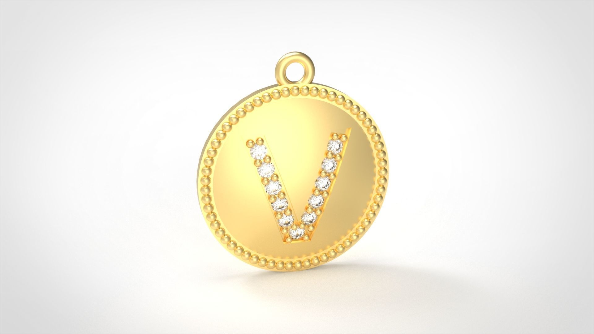 Model 399 Alphabets Necklace  The Letter V Camber And Texture 3D print model_2