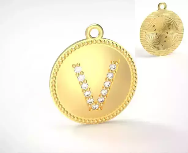 Model 399 Alphabets Necklace  The Letter V Camber And Texture