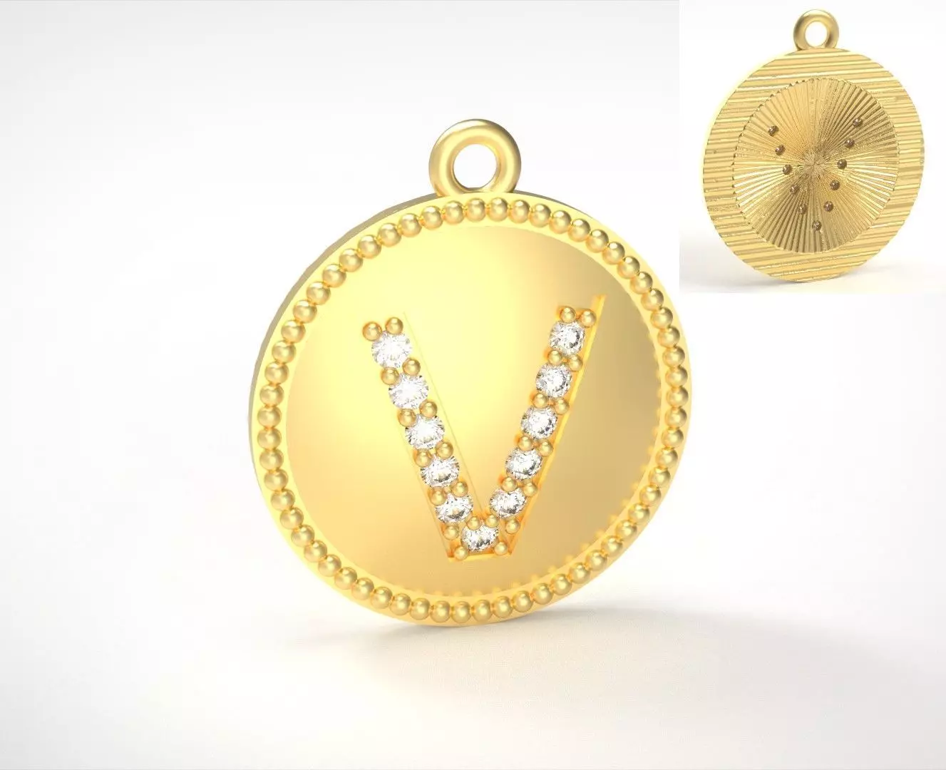Model 399 Alphabets Necklace  The Letter V Camber And Texture 3D print model_0
