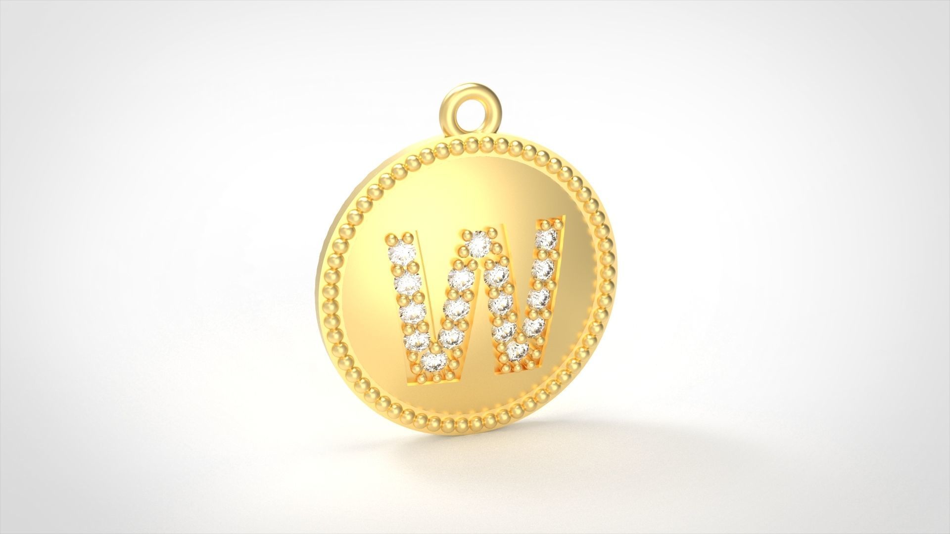 Model 400 Alphabets Necklace  The Letter W Camber And Texture 3D print model_2