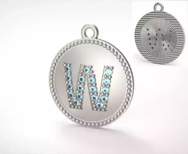 Model 400 Alphabets Necklace  The Letter W Camber And Texture