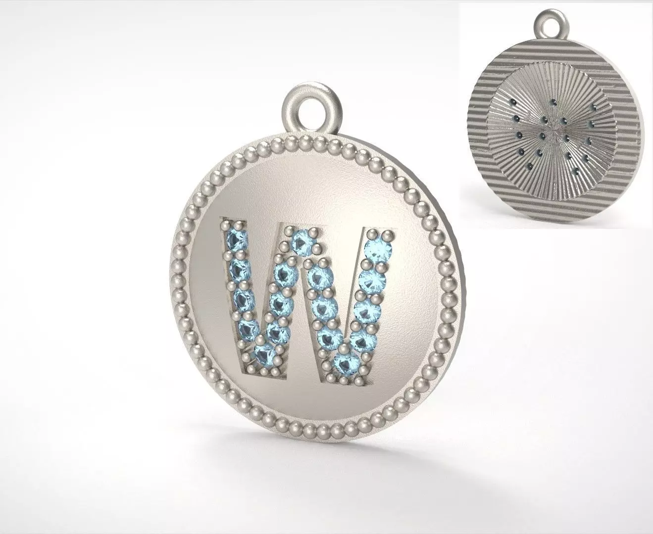 Model 400 Alphabets Necklace  The Letter W Camber And Texture 3D print model_0