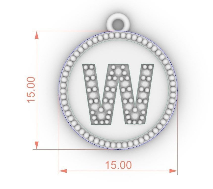Model 400 Alphabets Necklace  The Letter W Camber And Texture 3D print model_8