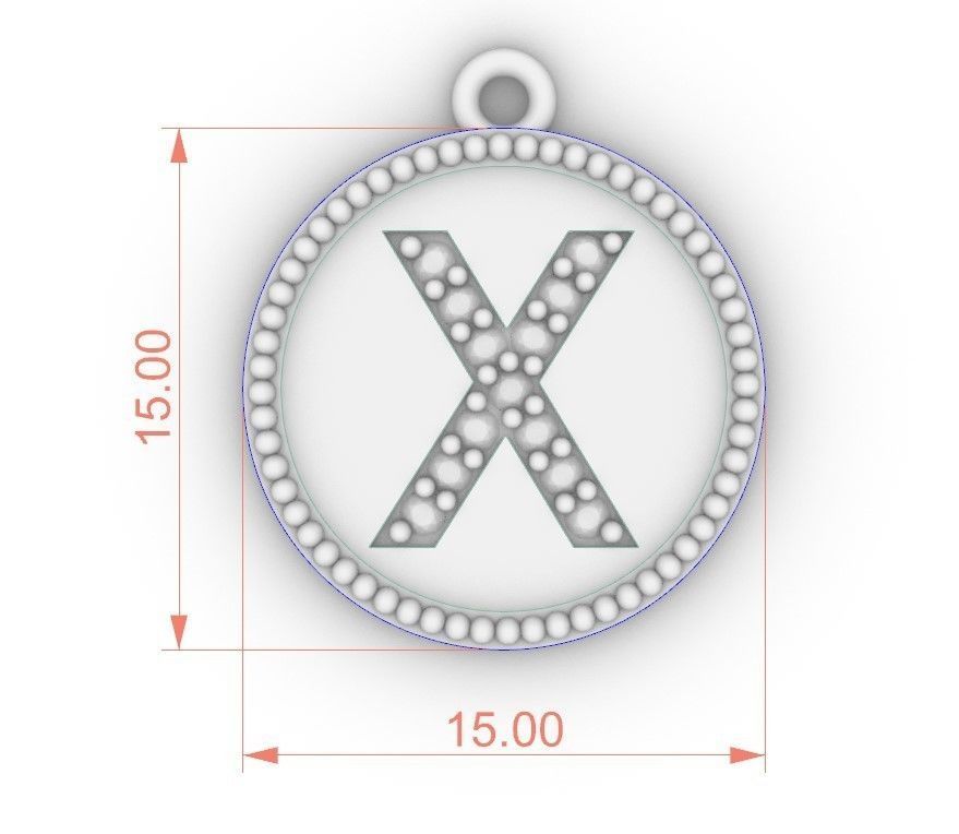 Model 401 Alphabets Necklace  The Letter X Camber And Texture 3D print model_8
