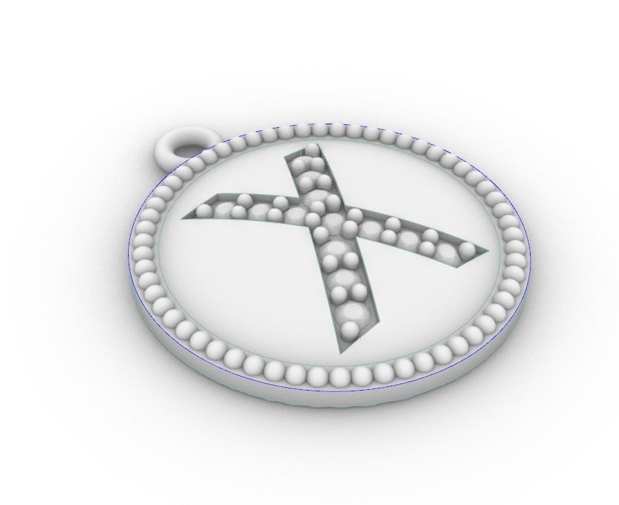 Model 401 Alphabets Necklace  The Letter X Camber And Texture 3D print model_11