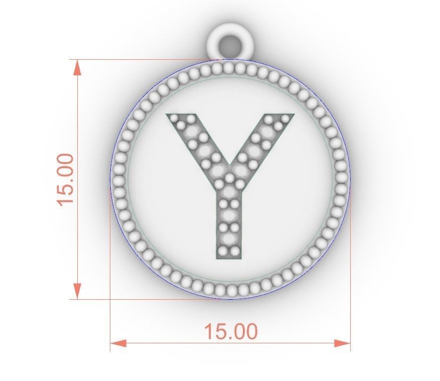 Model 402 Alphabets Necklace  The Letter Y Camber And Texture 3D print model_8