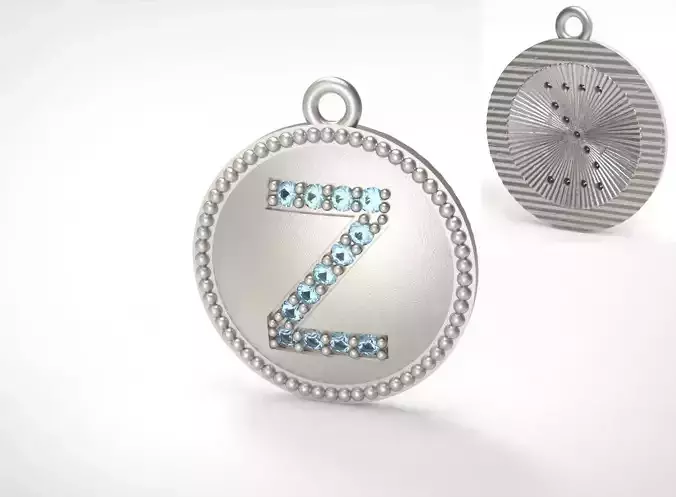 Model 403 Alphabets Necklace  The Letter Z Camber And Texture