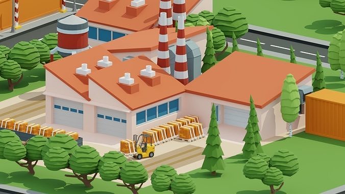 Construction Low Poly Assets City Low-poly 3D model