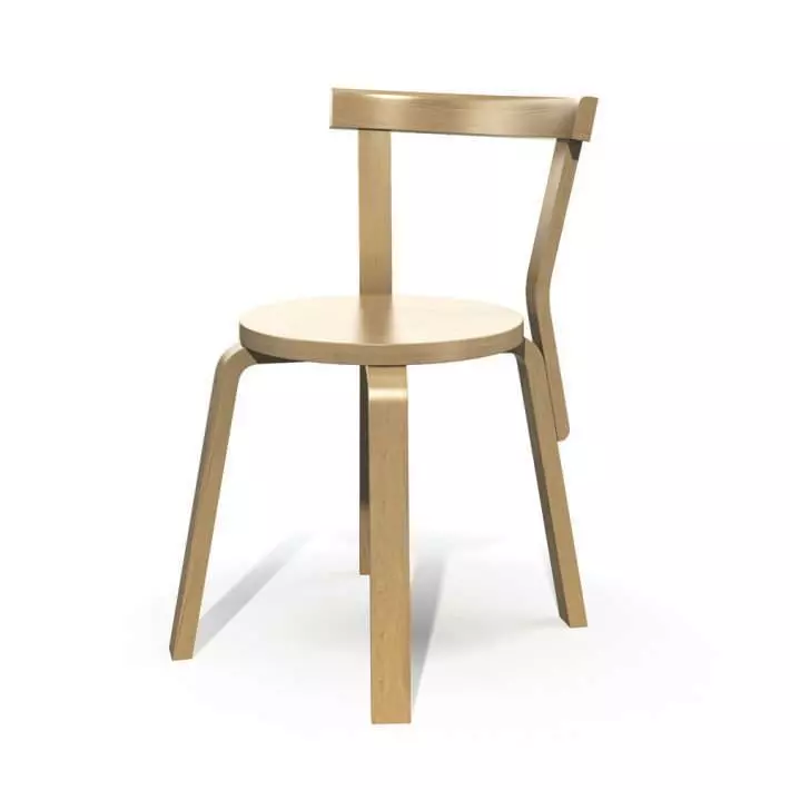 Wooden Chair With Backrest 3D model_0