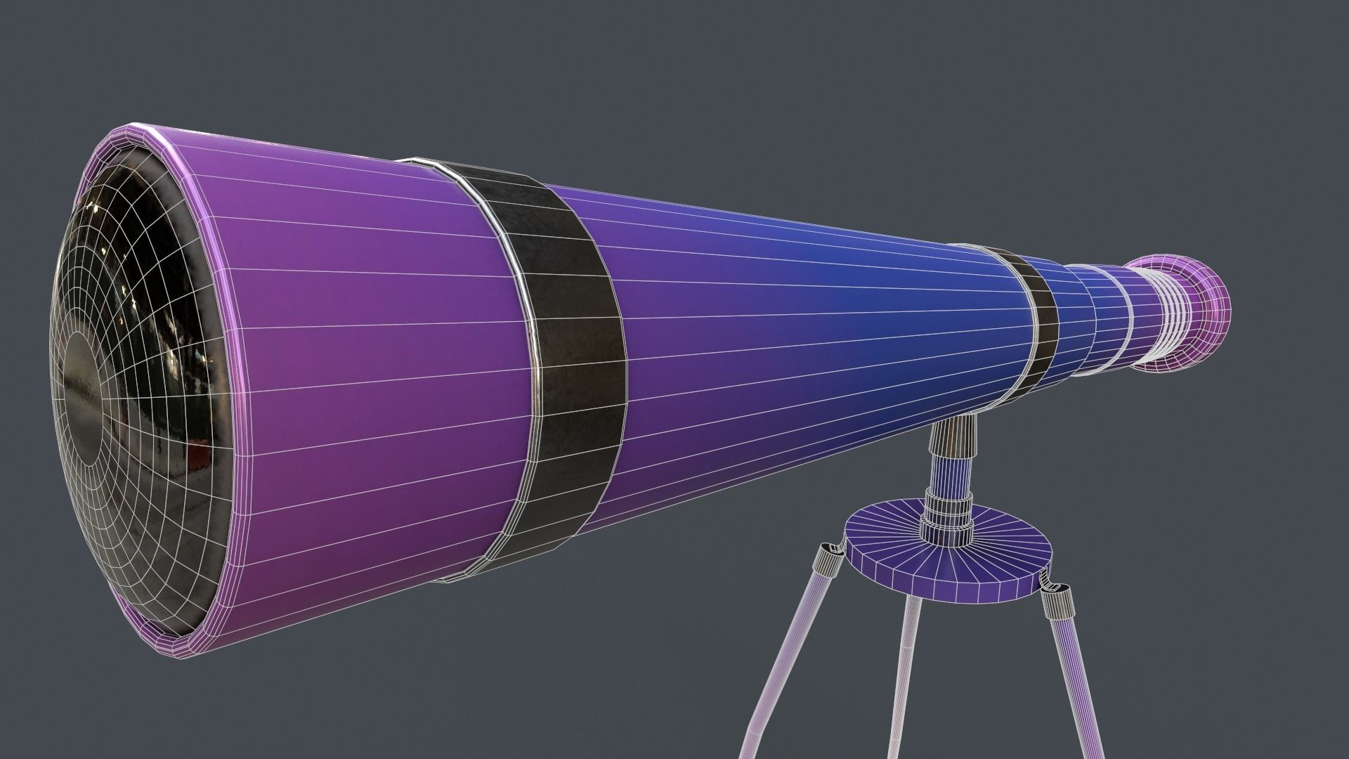 Stylized Telescope V1 - 03 Low-poly 3D model_12
