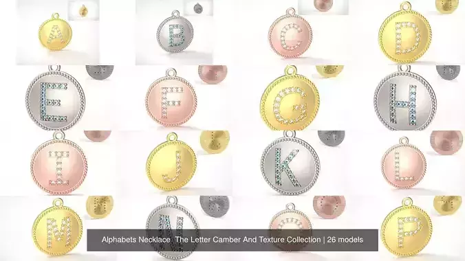 Alphabets Necklace  The Letter Camber And Texture Collection 