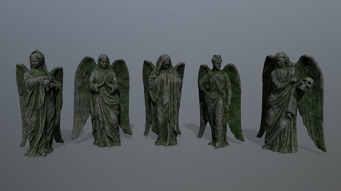 Angel Statue set 3D Model Collection