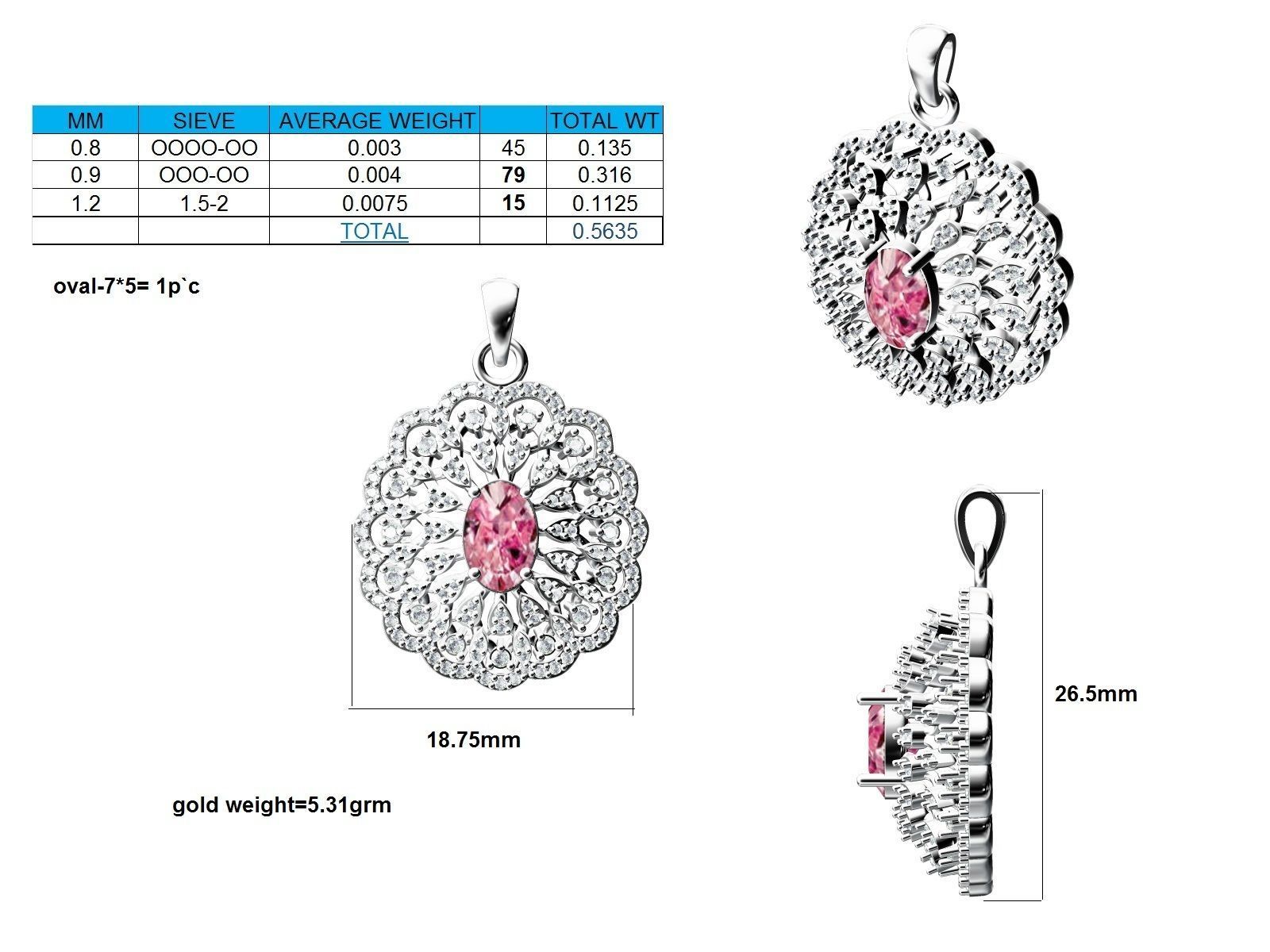 Women pendant 3dm stl render detail 3D print model_18