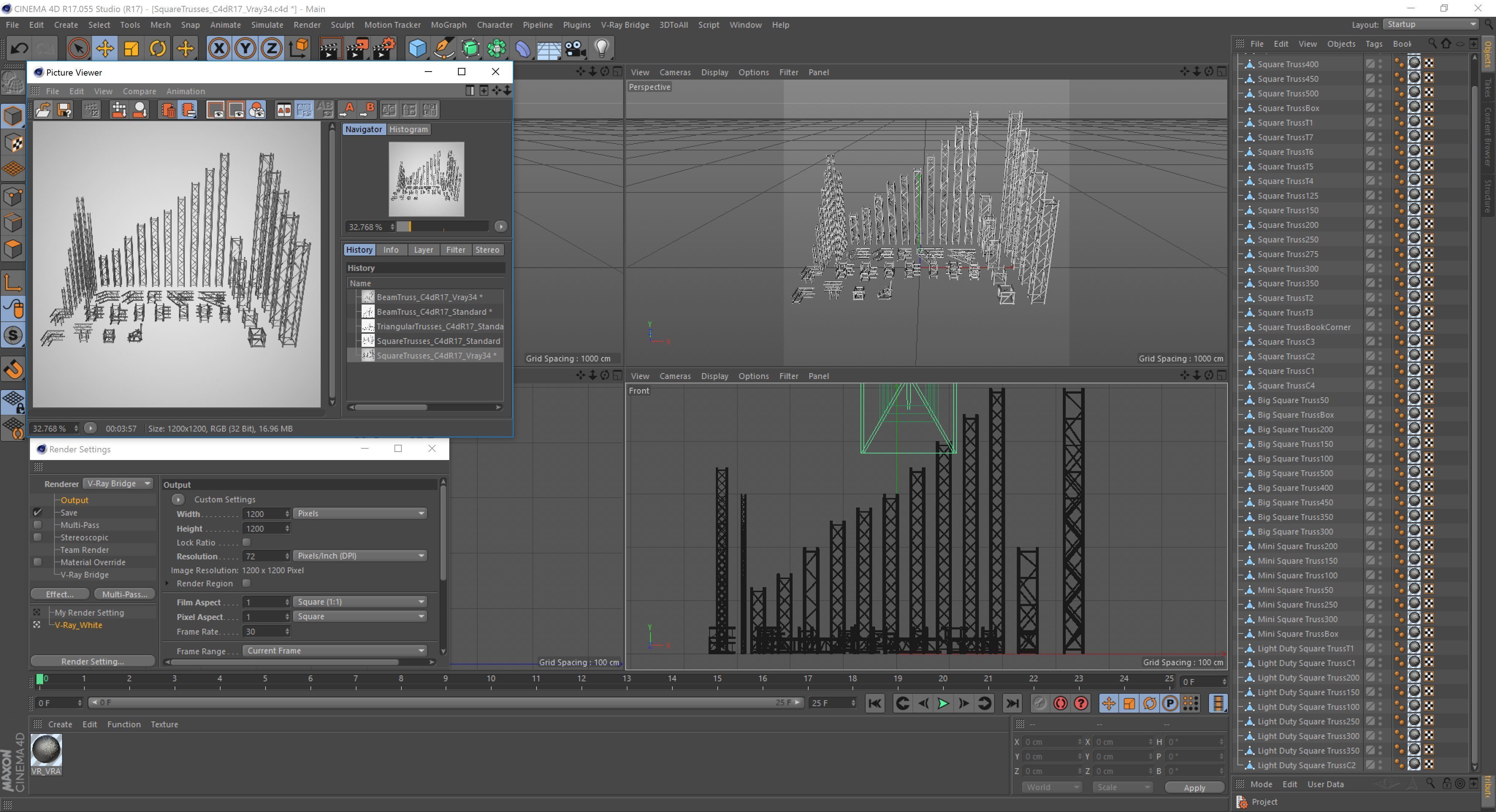 Trusses Square Triangular Beam Bundle Collection 129 PCS Modular 3D model_17