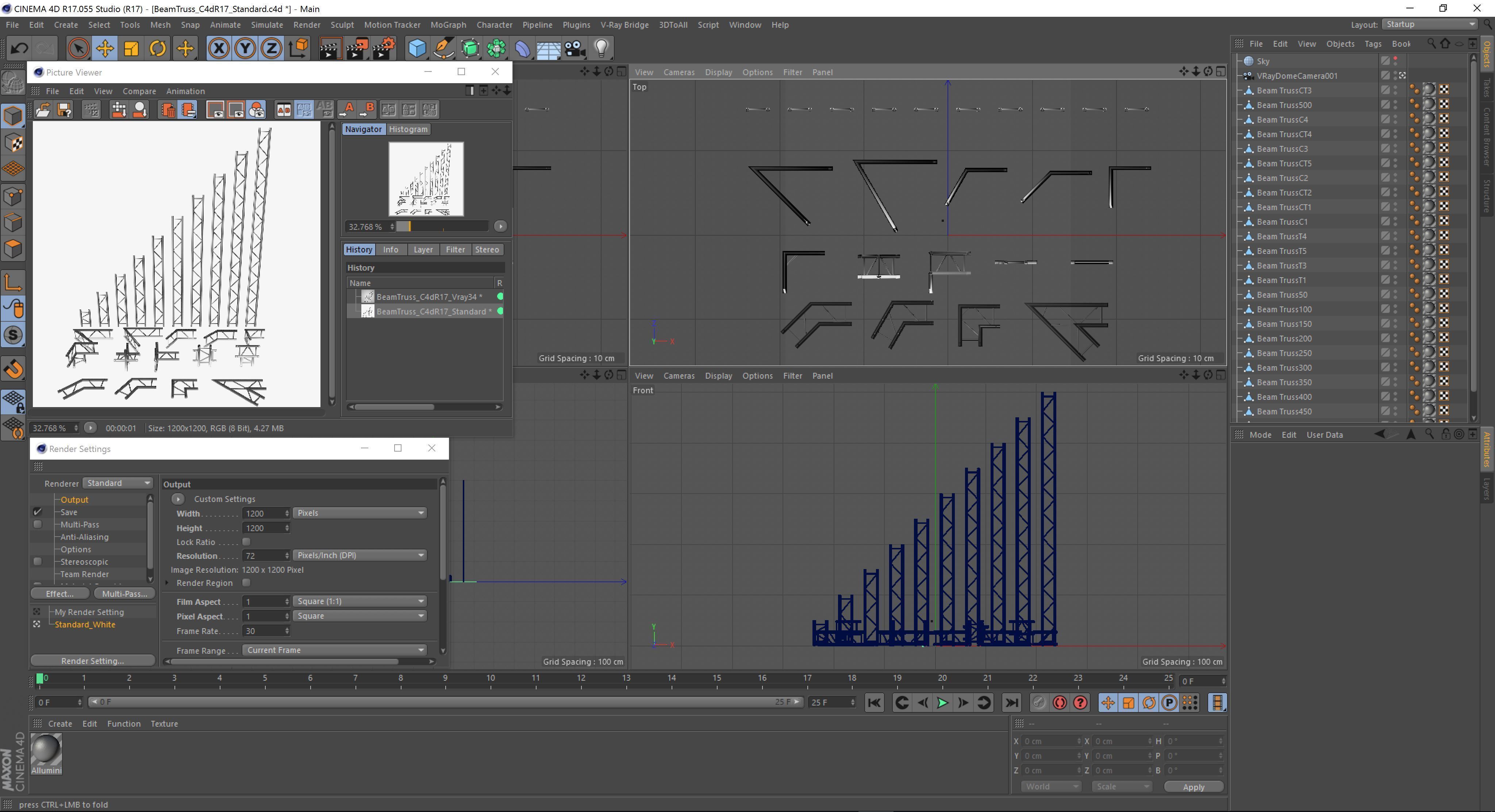 Trusses Square Triangular Beam Bundle Collection 129 PCS Modular 3D model_16