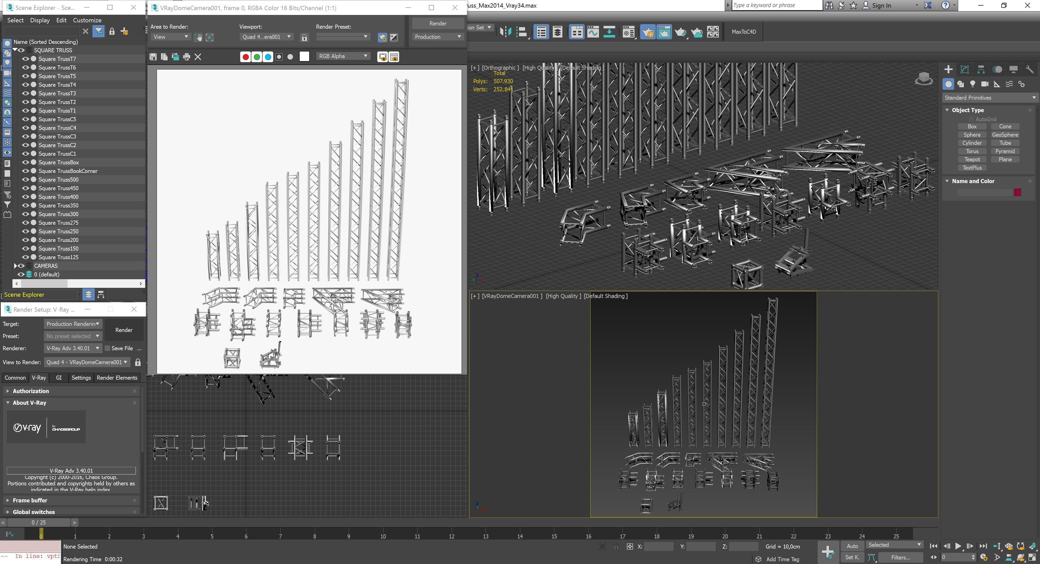Trusses Square Triangular Beam Bundle Collection 129 PCS Modular 3D model_11