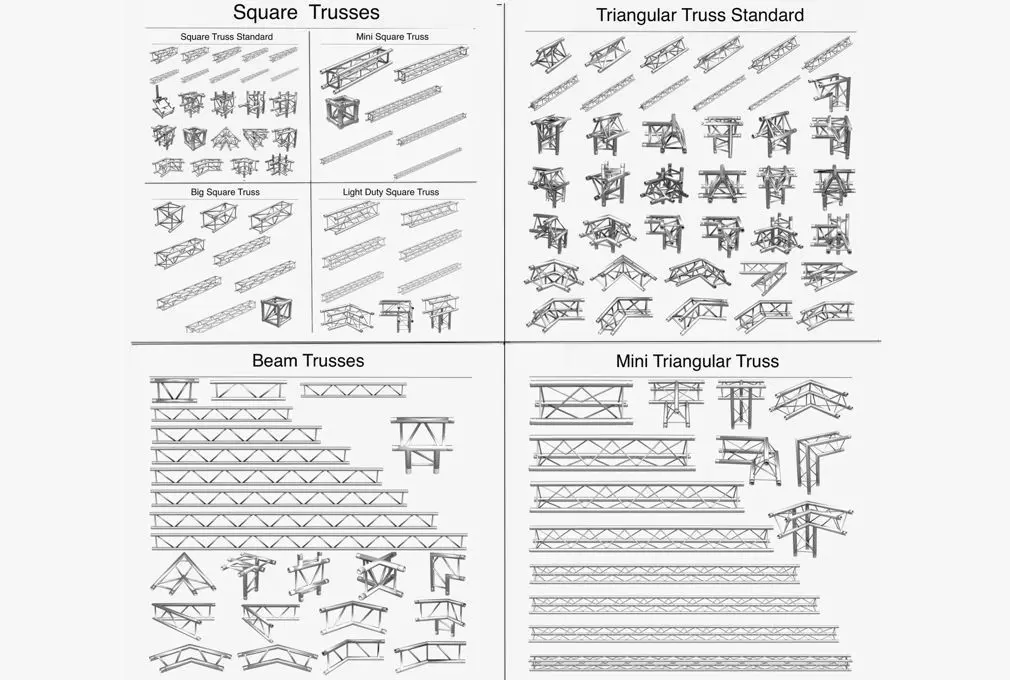 Trusses Square Triangular Beam Bundle Collection 129 PCS Modular 3D model_0