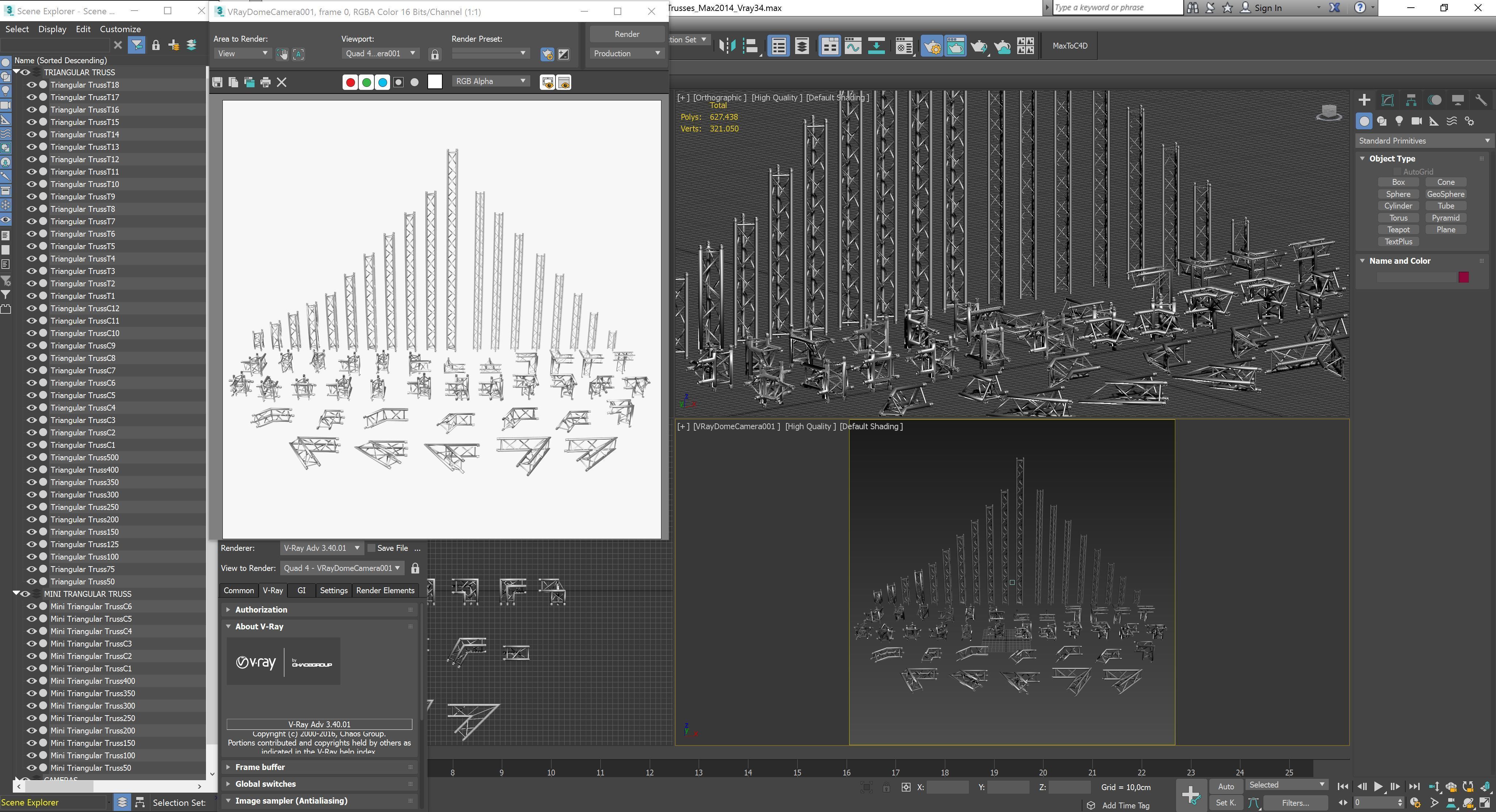 Trusses Square Triangular Beam Bundle Collection 129 PCS Modular 3D model_12