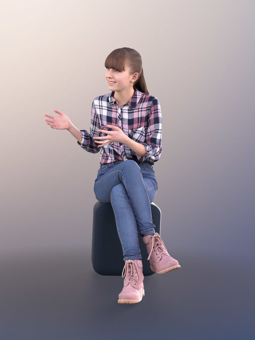 Lisa 10989 - Young Casual Girl Sitting And Talking 3D model_2