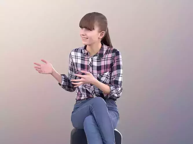 Lisa 10989 - Young Casual Girl Sitting And Talking 3D model