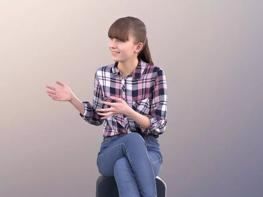 Lisa 10989 - Young Casual Girl Sitting And Talking 3D model_0