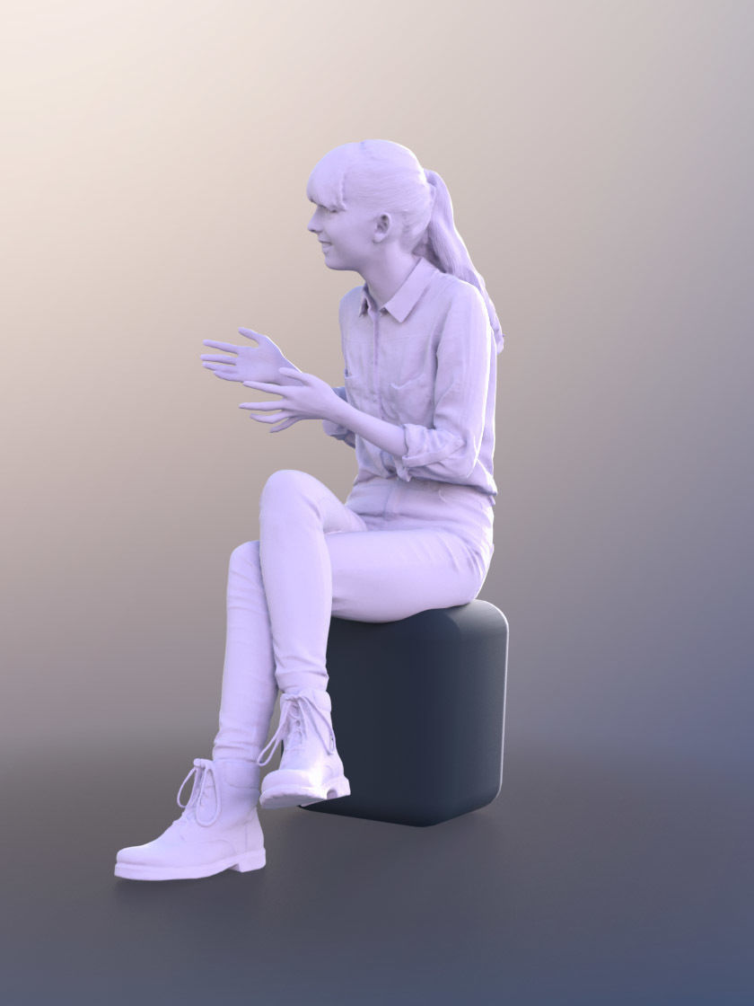 Lisa 10989 - Young Casual Girl Sitting And Talking 3D model_5