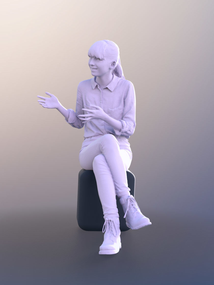 Lisa 10989 - Young Casual Girl Sitting And Talking 3D model_4