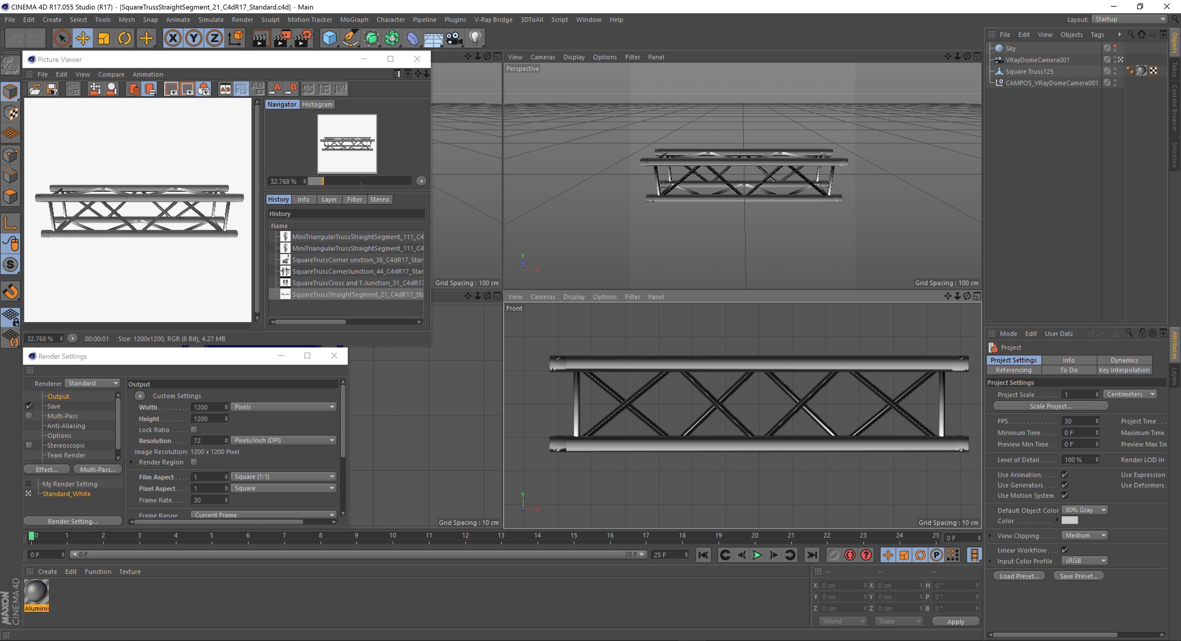 Square Truss Straight Segment 21 3D model_8