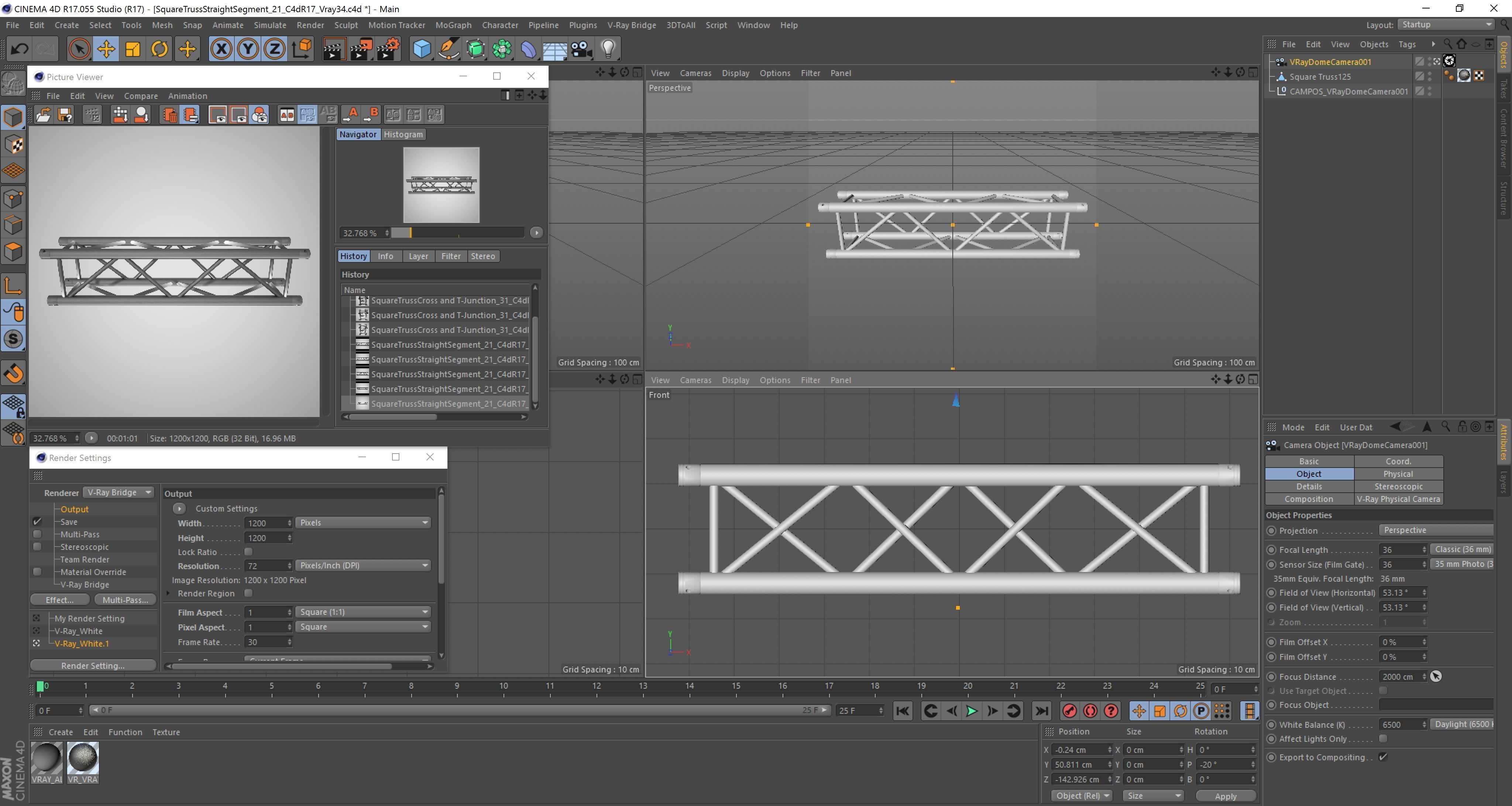 Square Truss Straight Segment 21 3D model_9