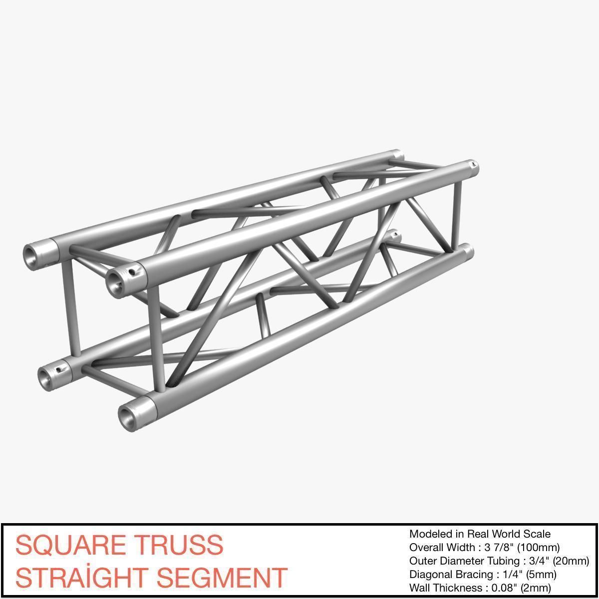 Square Truss Straight Segment 21 3D model_1