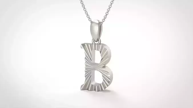 Model 419 Alphabets Necklace  The Letter B Necklace Wave 3D print model