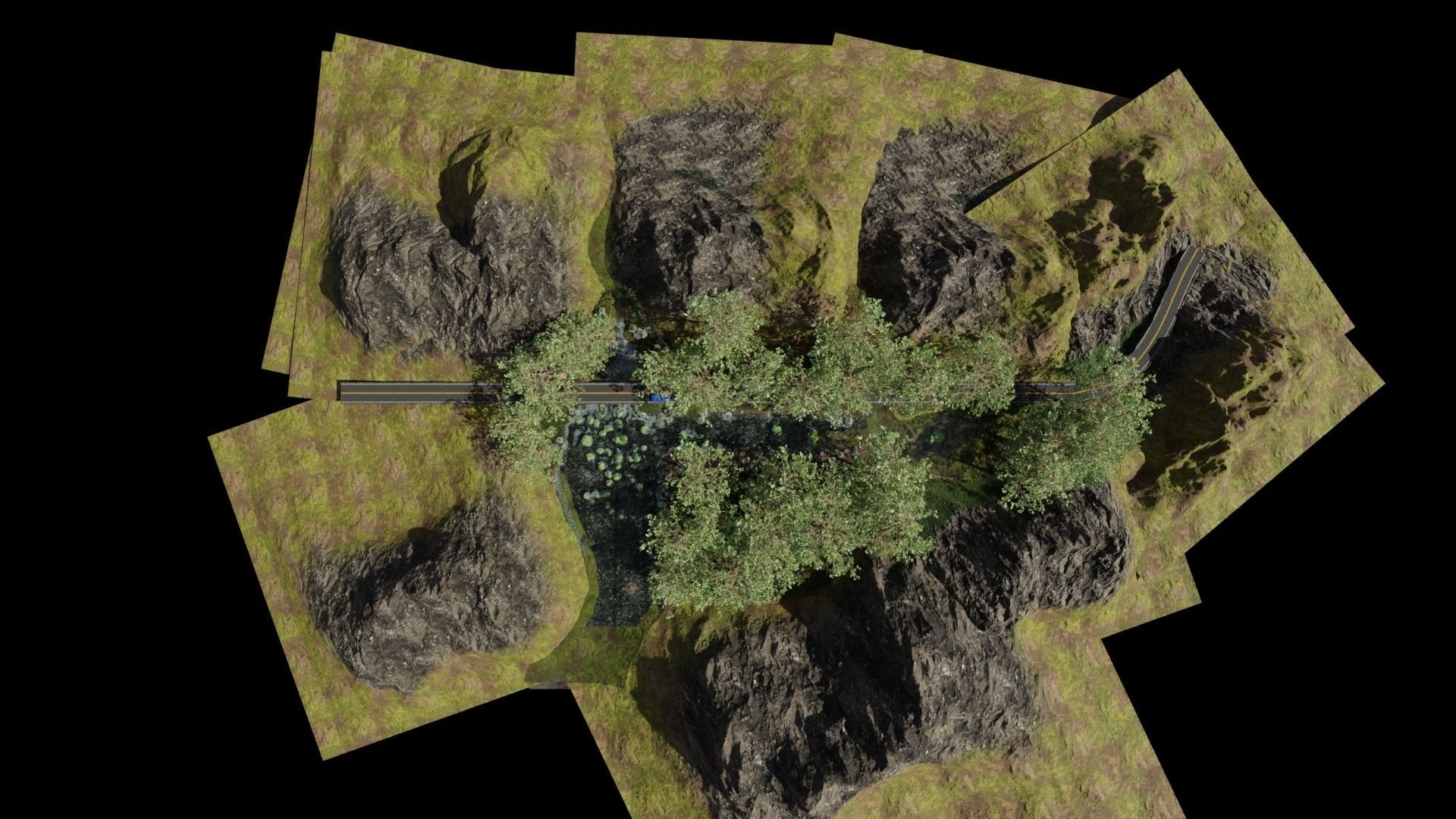 Waterfall Bridge Scene 3D model_9