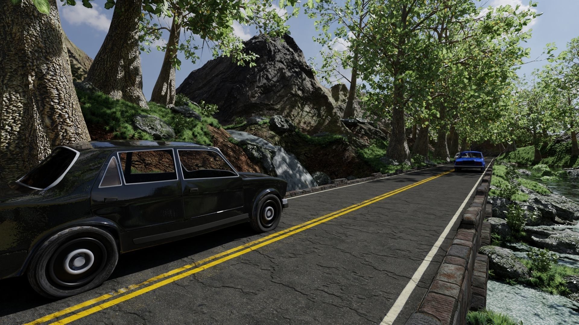 Waterfall Bridge Scene 3D model_3