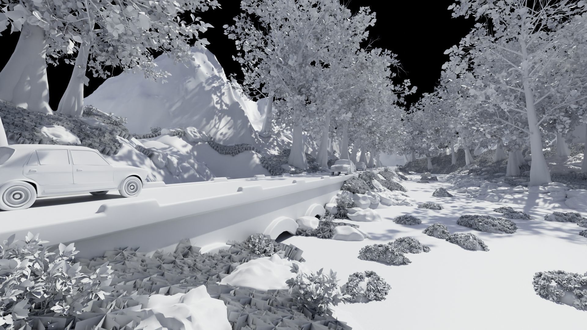 Waterfall Bridge Scene 3D model_10