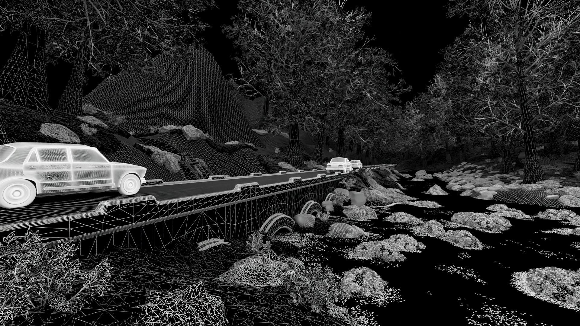 Waterfall Bridge Scene 3D model_11