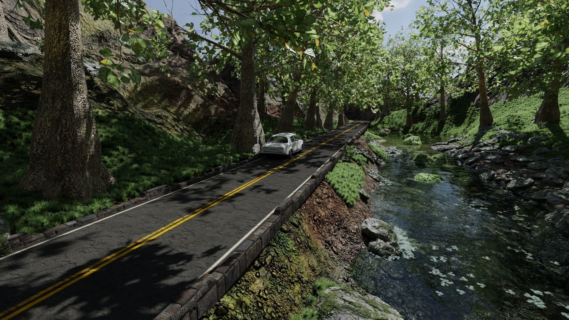 Waterfall Bridge Scene 3D model_6