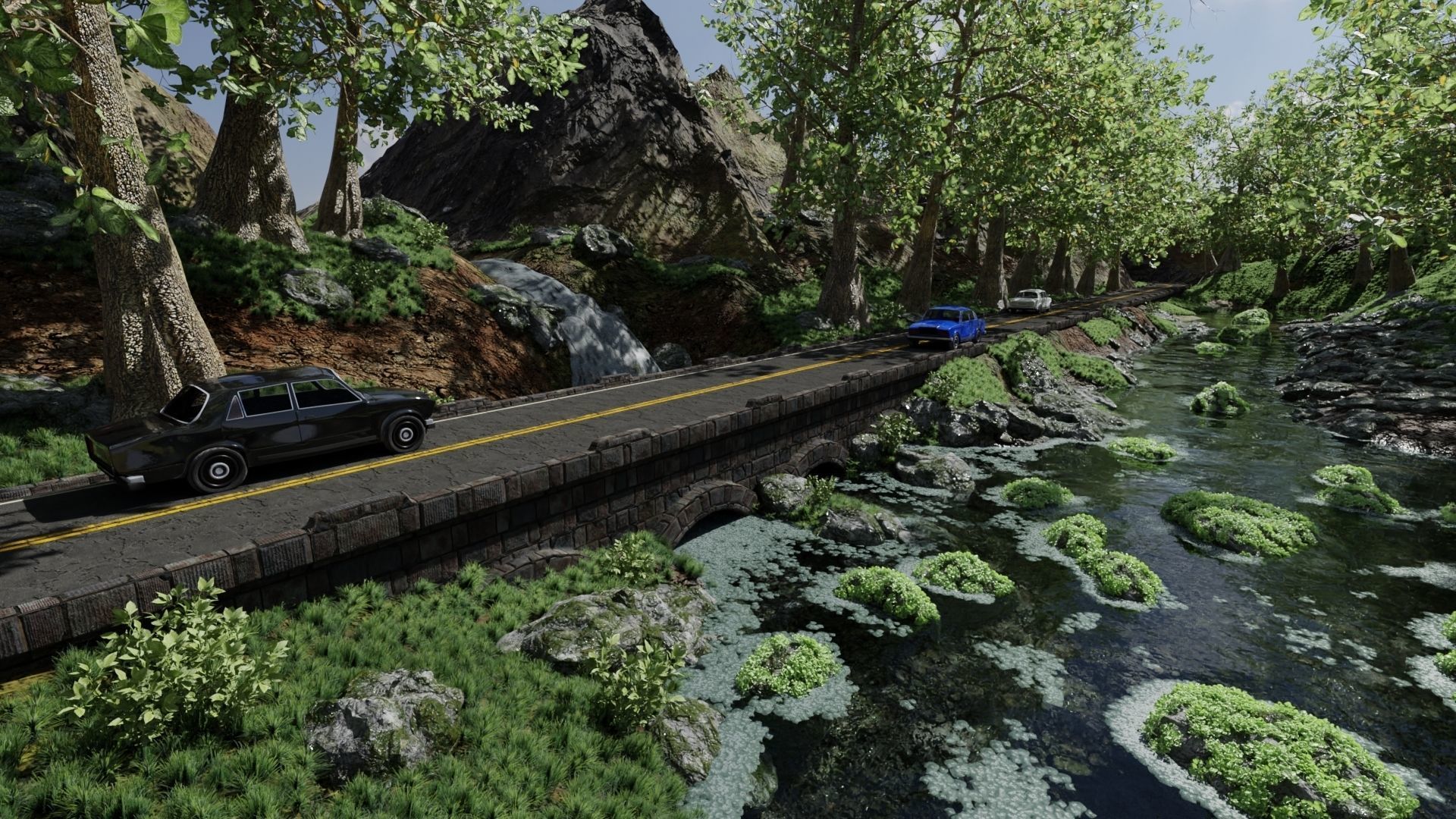 Waterfall Bridge Scene 3D model_1