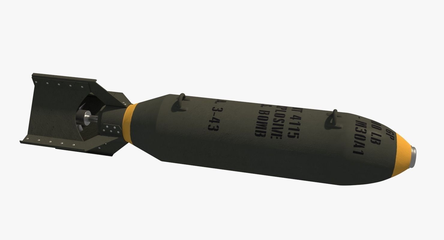 WWII 100lb Bomb - AN-M30 GP100 Low-poly 3D model_1