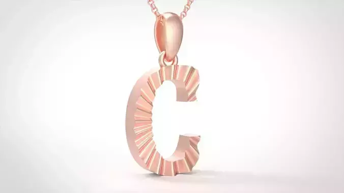Model 420 Alphabets Necklace  The Letter C Necklace Wave 3D print model