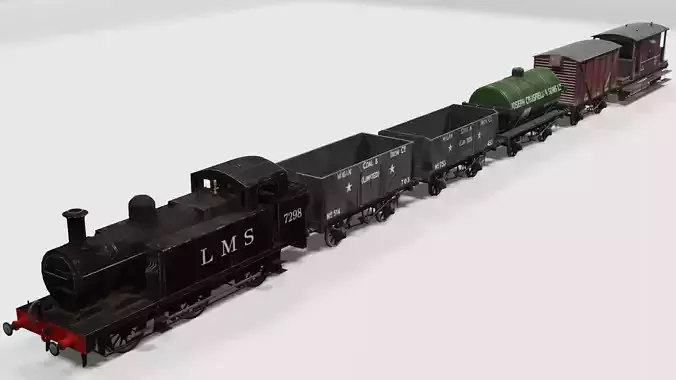 Train set wagon with tank Low-poly 3D model