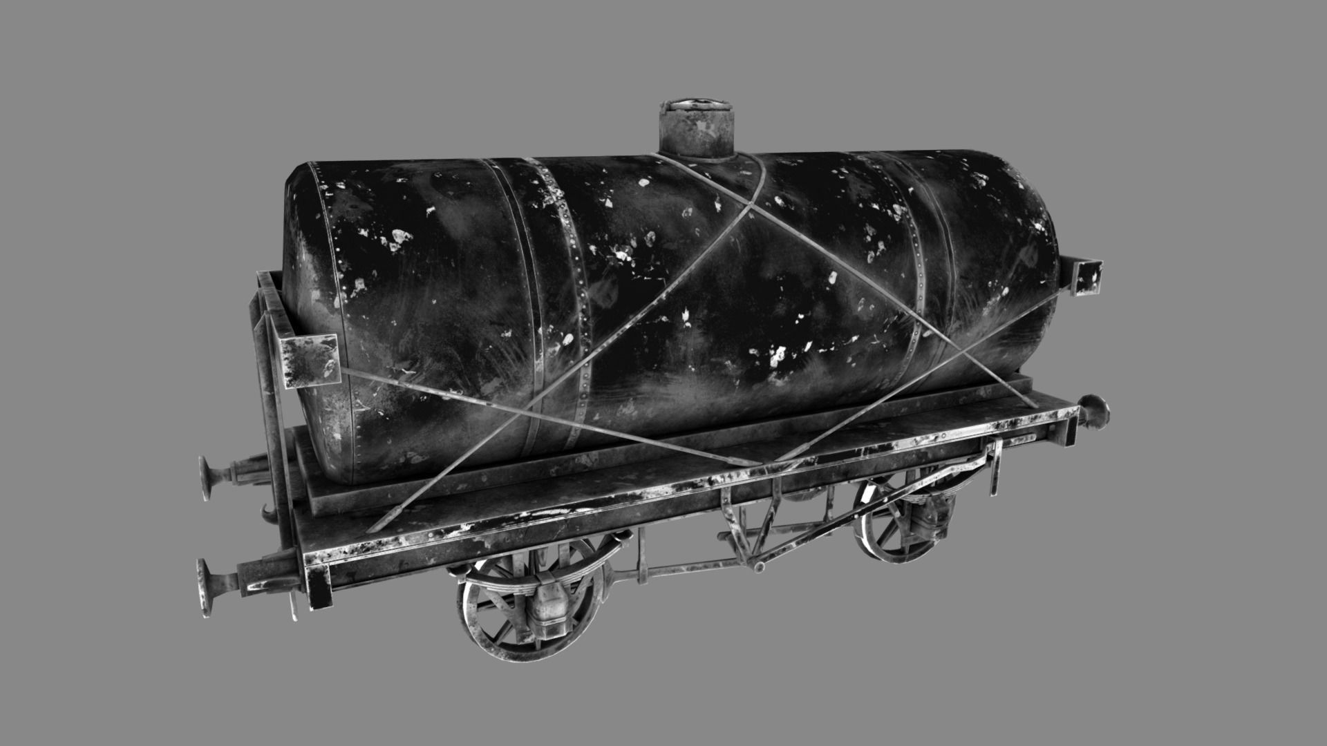 Train set wagon with tank Low-poly 3D model_51