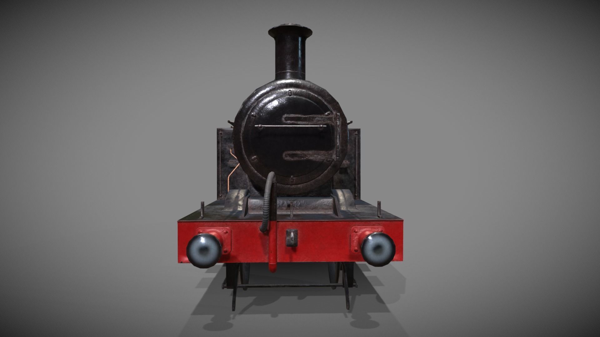 Train set wagon with tank Low-poly 3D model_16