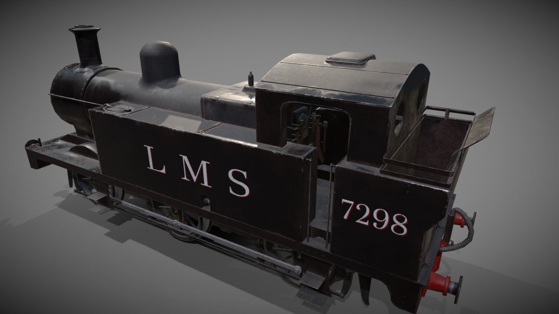 Train set wagon with tank Low-poly 3D model_17