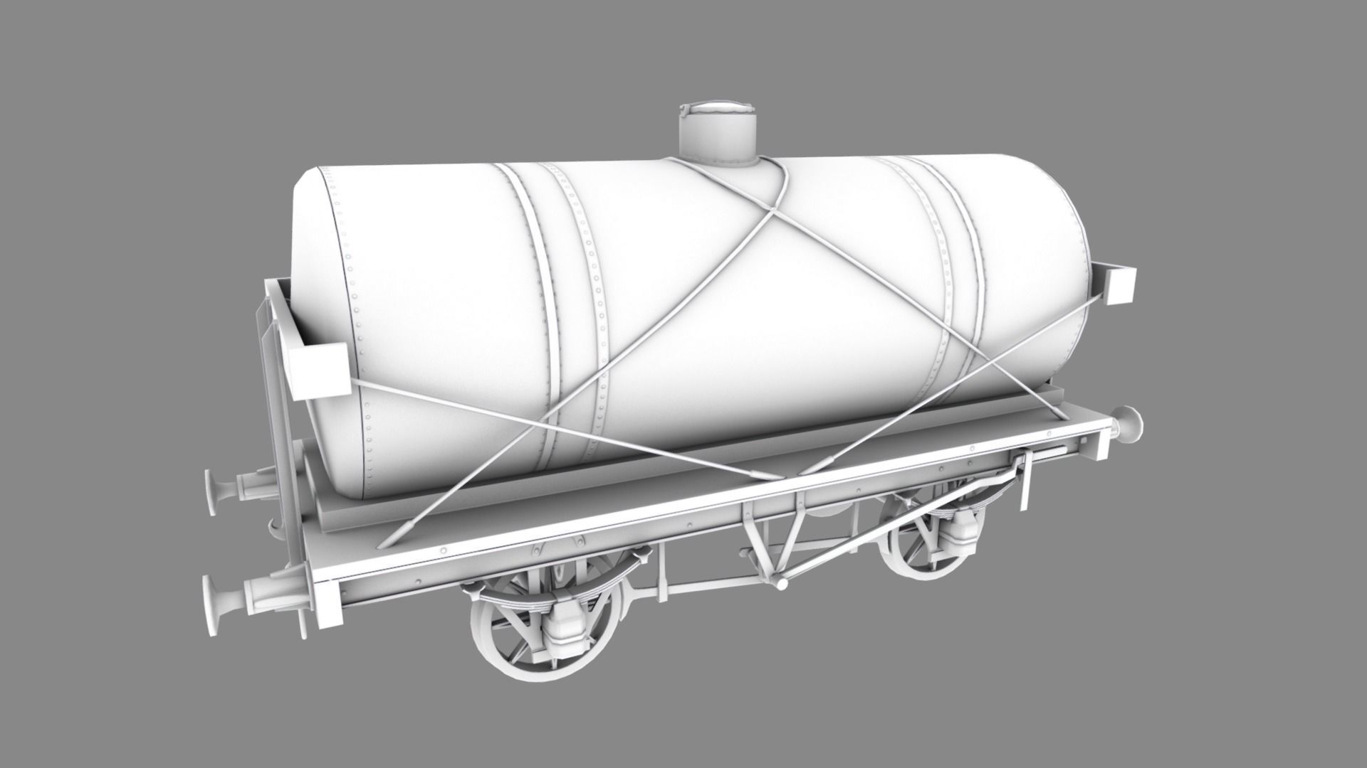 Train set wagon with tank Low-poly 3D model_49