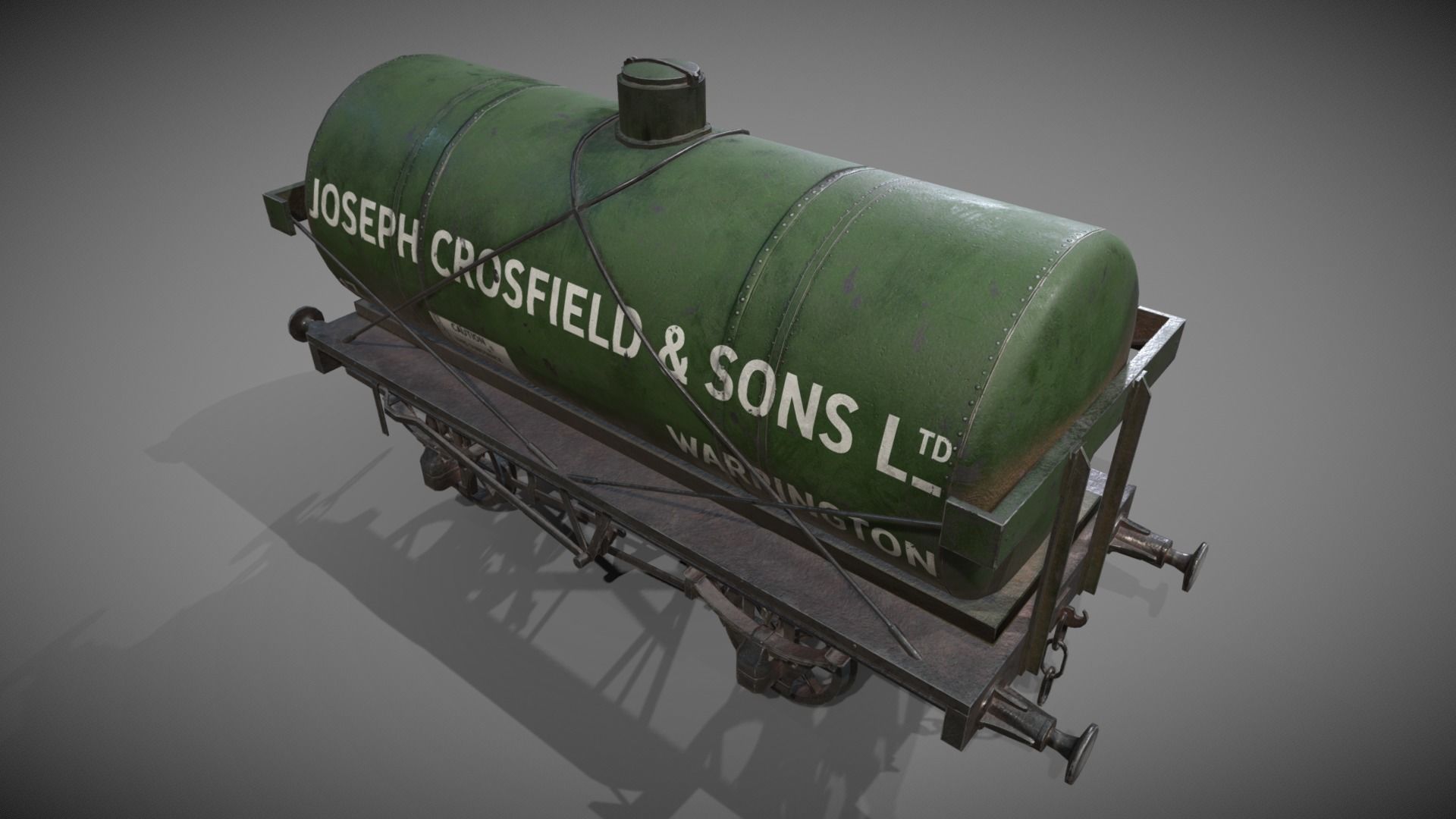 Train set wagon with tank Low-poly 3D model_11