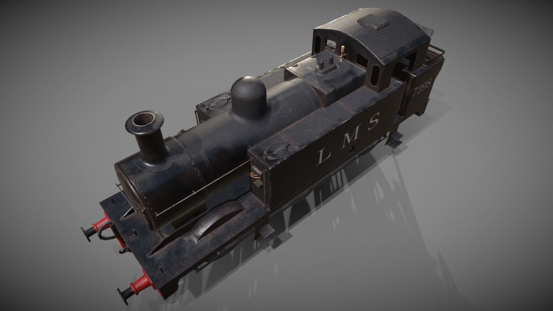 Train set wagon with tank Low-poly 3D model_20