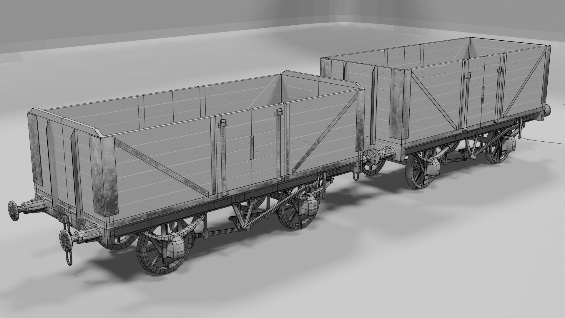 Train set wagon with tank Low-poly 3D model_63